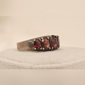 Sterling Silver and Garnet Ring SZ 8.75